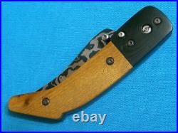 Rare Nm M. Eskins #011 Custom Art Damascus Lockback Folding Knife Pocket Knives