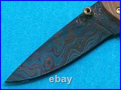 Rare Poosiri Ps Custom Art Clay Abalone Damascus Folding Knife Pocket Knives