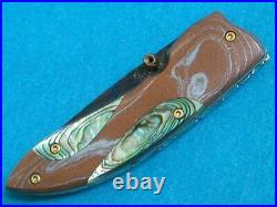 Rare Poosiri Ps Custom Art Clay Abalone Damascus Folding Knife Pocket Knives