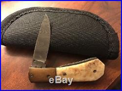 Rare Pratt Knives Custom Damascus Mastedon Folding Knife