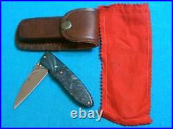 Rare Suchat Custom Knives Art Damascus Wharncliffe Lockback Folding Knife Knives
