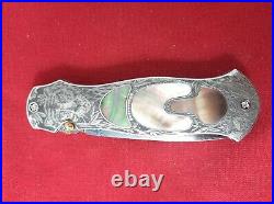 Rare Suchat Jangtanog Custom Dagger Folding Knife Mosaic Damascus Steel Engraved