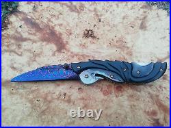 Rare Suchat Jangtanong Custom Folding Knife Damascus Steel Pearl Buffalo Horn