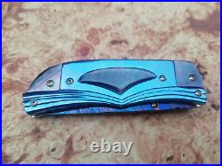 Rare Suchat Jangtanong Custom Folding Knife Damascus Steel Titanium Pearl Arts