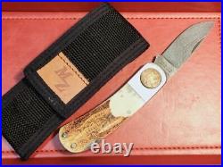 Rare TAYLOR/SETO SURGICAL JAPAN MZ Folding Knife Damascus Stag