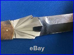 Rare Unique Ken Steigerwalt Folding Knife Damascus Steel Blade