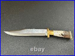 Rare vintage Musick custom folding knife Damascus Blade