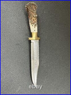 Rare vintage Musick custom folding knife Damascus Blade