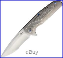 Reate Knives K4 Framelock Damascus Titanium Handle Folding Knife Folder REAK4SD