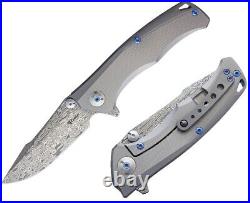 Reate Knives Torrent Folding Knife 3.5 Damascus Steel Blade Titanium Handle