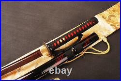 Red Japanese Samurai Katana Sword Folded Damascus Steel Espadas Sharp Knife