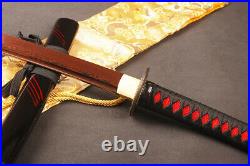 Red Japanese Samurai Katana Sword Folded Damascus Steel Espadas Sharp Knife