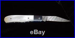 Reese Weiland Prototype Custom Signed Mother of Pearl Damascus Folding Knife