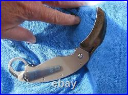 Reese weiland XL trigger karambit blued damascus manual assist folding knife