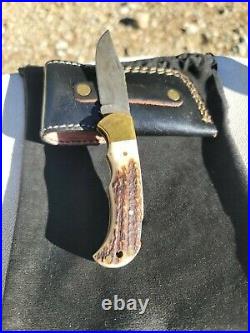 Remarkable Handmade Bone Handle Damascus Pocket Knife! Neat Folding Knife
