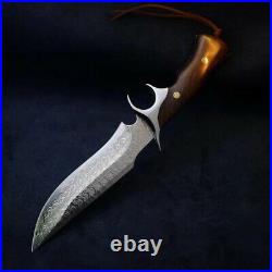 Repeatedly Folded Forged Knife VG10 Damascus Steel Fixed Blade Custom Made Nife