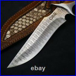 Repeatedly Folded Forged Knife VG10 Damascus Steel Fixed Blade Custom Made Nife