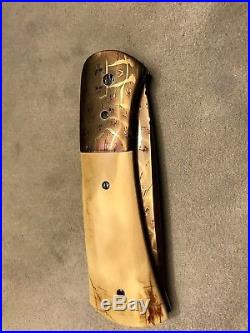 Rick Dunkerley (MS) USA Custom Mosaic Damascus Automatic Folding Knife- 90s NOS