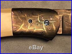 Rick Dunkerley (MS) USA Custom Mosaic Damascus Automatic Folding Knife- 90s NOS