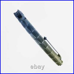 Rike Knife Alien 4 Folding Knife/Pen Tool Blue Titanium Handle Damascus Plain