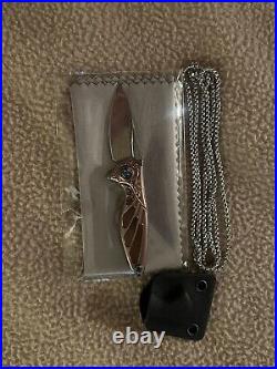 Rike Knife Hummingbird Folding 2.25 Damasteel DS93X Steel Blade Pink Titanium