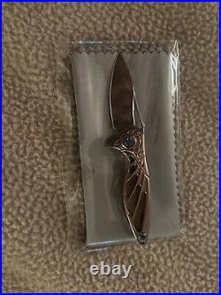 Rike Knife Hummingbird Folding 2.25 Damasteel DS93X Steel Blade Pink Titanium