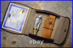 Rockblade Steve Hannen Folding Knife Damascus Brass Rock Blade With COA Case