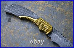 Rockblade Steve Hannen Folding Knife Damascus Brass Rock Blade With COA Case