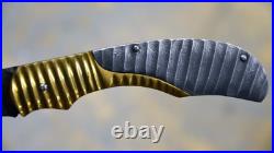 Rockblade Steve Hannen Folding Knife Damascus Brass Rock Blade With COA Case