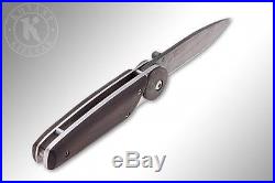 Russian Kizlyar Biker-2 Damascus Steel Blade Folding Pocket Knife Wooden Handle