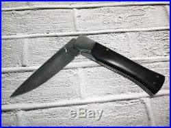 Russian folding knife forged Damascus steel Fox-1, black hornbeam