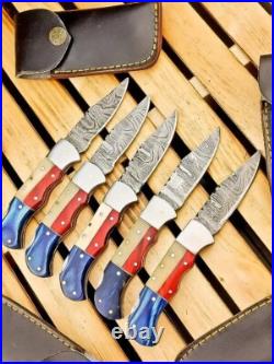 SET OF 20PCS HANDMADE CUSTOM FOLDING & POCKET KNIVES, BONE &WOOD HANDLE WithSHEATH