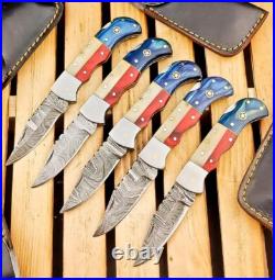 SET OF 20PCS HANDMADE CUSTOM FOLDING & POCKET KNIVES, BONE &WOOD HANDLE WithSHEATH