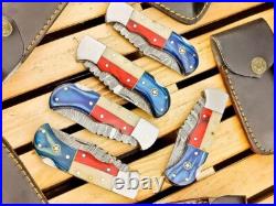 SET OF 20PCS HANDMADE CUSTOM FOLDING & POCKET KNIVES, BONE &WOOD HANDLE WithSHEATH