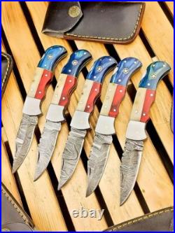 SET OF 20PCS HANDMADE CUSTOM FOLDING & POCKET KNIVES, BONE &WOOD HANDLE WithSHEATH