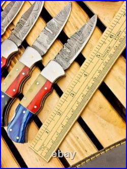 SET OF 20PCS HANDMADE CUSTOM FOLDING & POCKET KNIVES, BONE &WOOD HANDLE WithSHEATH