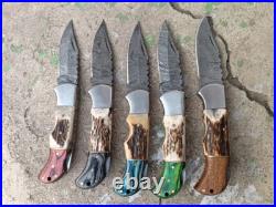 SET OF 20PCS HANDMADE CUSTOM FOLDING & POCKET KNIVES, STAG &WOOD HANDLE WithSHEATH