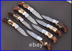 SET OF 20PCS HANDMADE CUSTOM FOLDING & POCKET KNIVES, STAG &WOOD HANDLE WithSHEATH