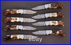 SET OF 20PCS HANDMADE CUSTOM FOLDING & POCKET KNIVES, STAG &WOOD HANDLE WithSHEATH