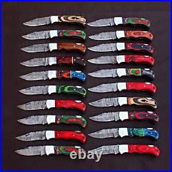 SET OF 30PCS Handmade Damascus Steel Hunting Folding & Pocket Knives WithSheath