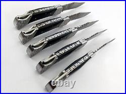SHARDBLADE CUSTOM HANDMADE Damascus Steel Hunting 4pcs Folding Knife WithSHEATH