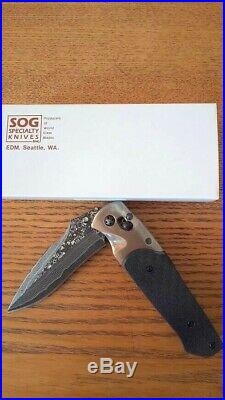 SOG A03 Arcitech Folding Knife 3.5 Damascus VG10 Blade Carbon Fiber Handle