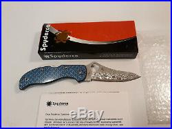 SPYDERCO Damascus Stretch Blue Nishijin Folding Knife (C90GFBLPD)