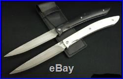 Saji Takeshi Folding Steak Knife R2 Black damascus blade White or Black Handle