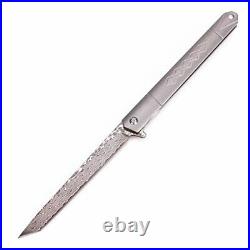 Samior GDT035 Small Slim Folding Pocket Flipper Knife, 3.5 inch VG10 Damascus Ta