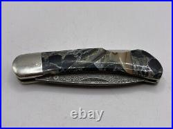 Santa Fe Stoneworks Damascus Lockback Folding Pocket Knife Excellent condition