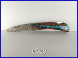 Santa Fe Stoneworks Vein Turquoise Damascus 3-inch Lockback Pocket Knife