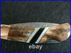 Santa Fe Stoneworks-mammoth Mocha Tusk-both Sides-damascus-folding Locking Knife