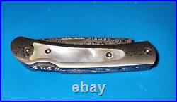 Santa Fe StoneworksDamascus Steel Frame Pocket Knife with Mother of Pearl