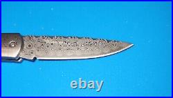 Santa Fe StoneworksDamascus Steel Frame Pocket Knife with Mother of Pearl